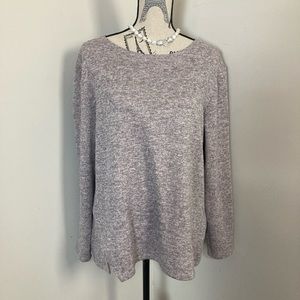 Soft Works Women’s Pink Grey LS Shirt Soft Knit Shirt Asymmetrical Side Hem